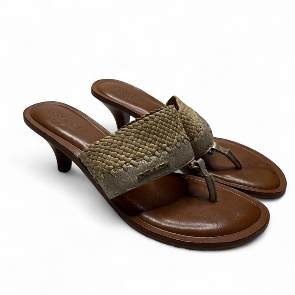 Coach Vintage Y2K Boho 2000s Brown Kitten Heels Womens size 8 boho summer